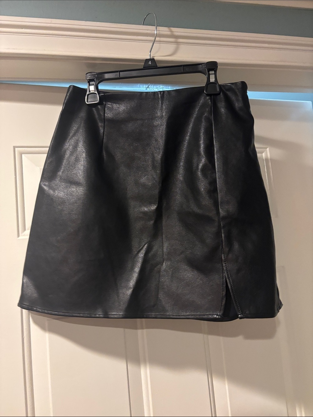 NWT Beige Botany Black Faux Leather Mini Skirt